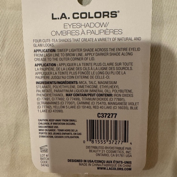 L.A. Colors Bubble Tea Strawberry Shimmer Quad Eyeshadow Palette - Picture 4 of 4